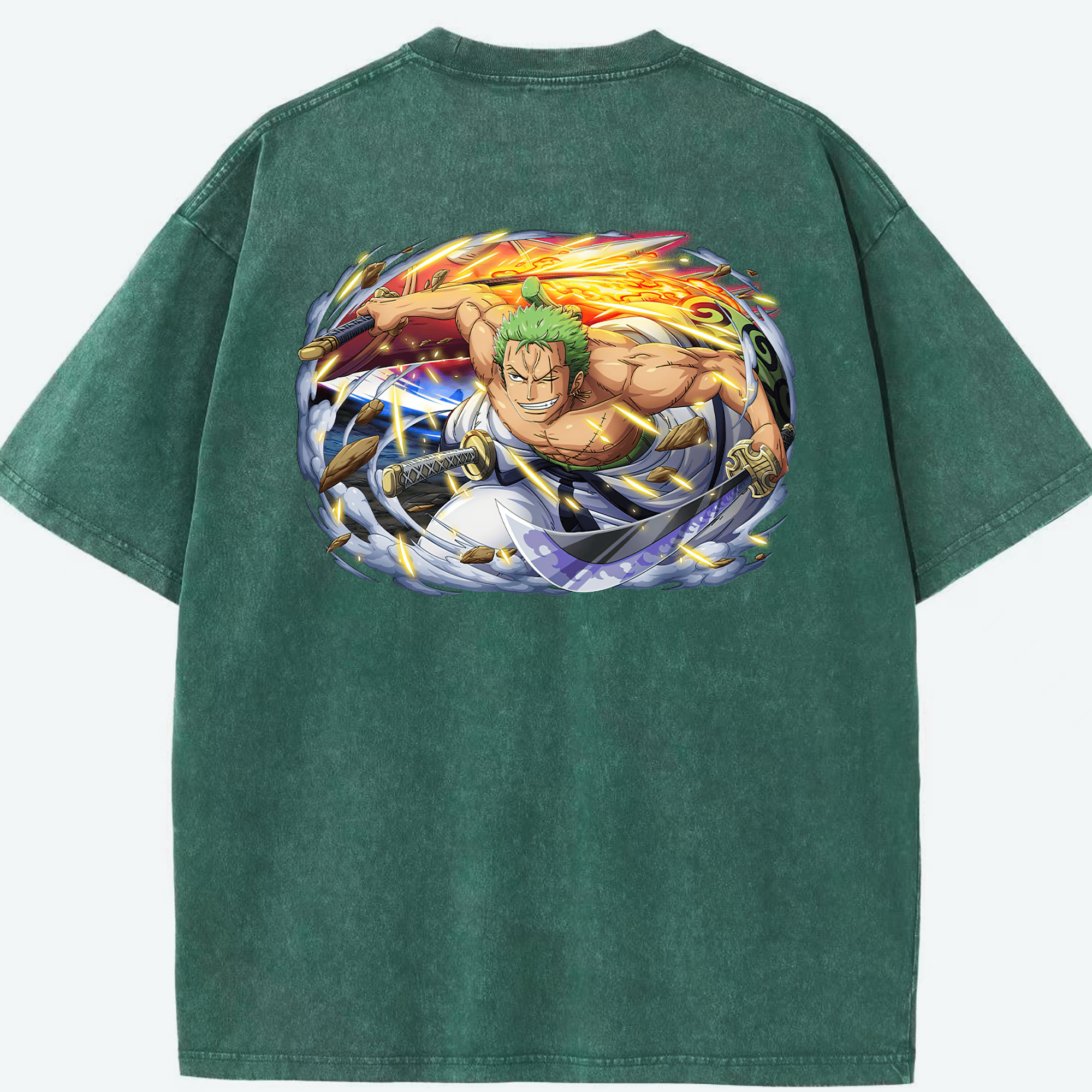 ワンピース ロロノア・ゾロ ONE PIECE Roronoa Zoro 綿100% ヴィンテージ風 半袖Tシャツ（背面プリント）